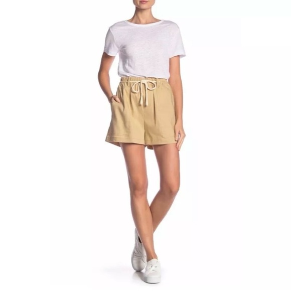 NWT VINCE Khaki Rope Tie Linen Blend Shorts - Picture 1 of 3